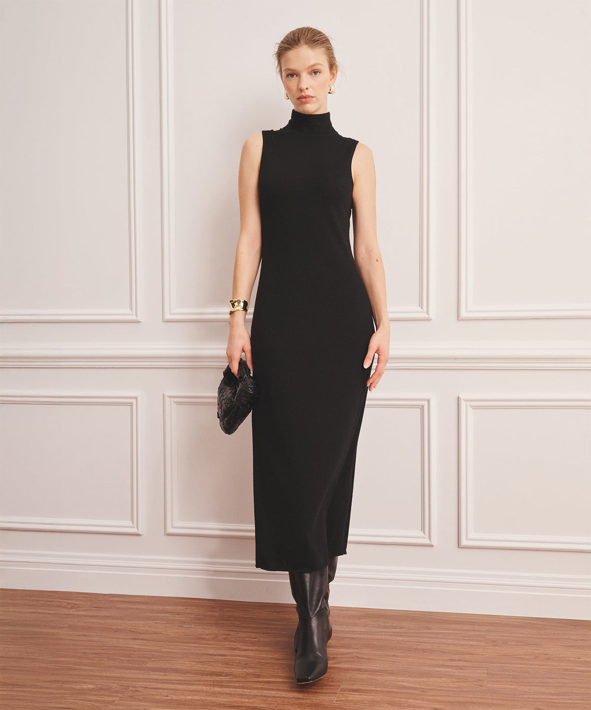 Super Fine Cashmere Sleeveless Turtleneck Dress