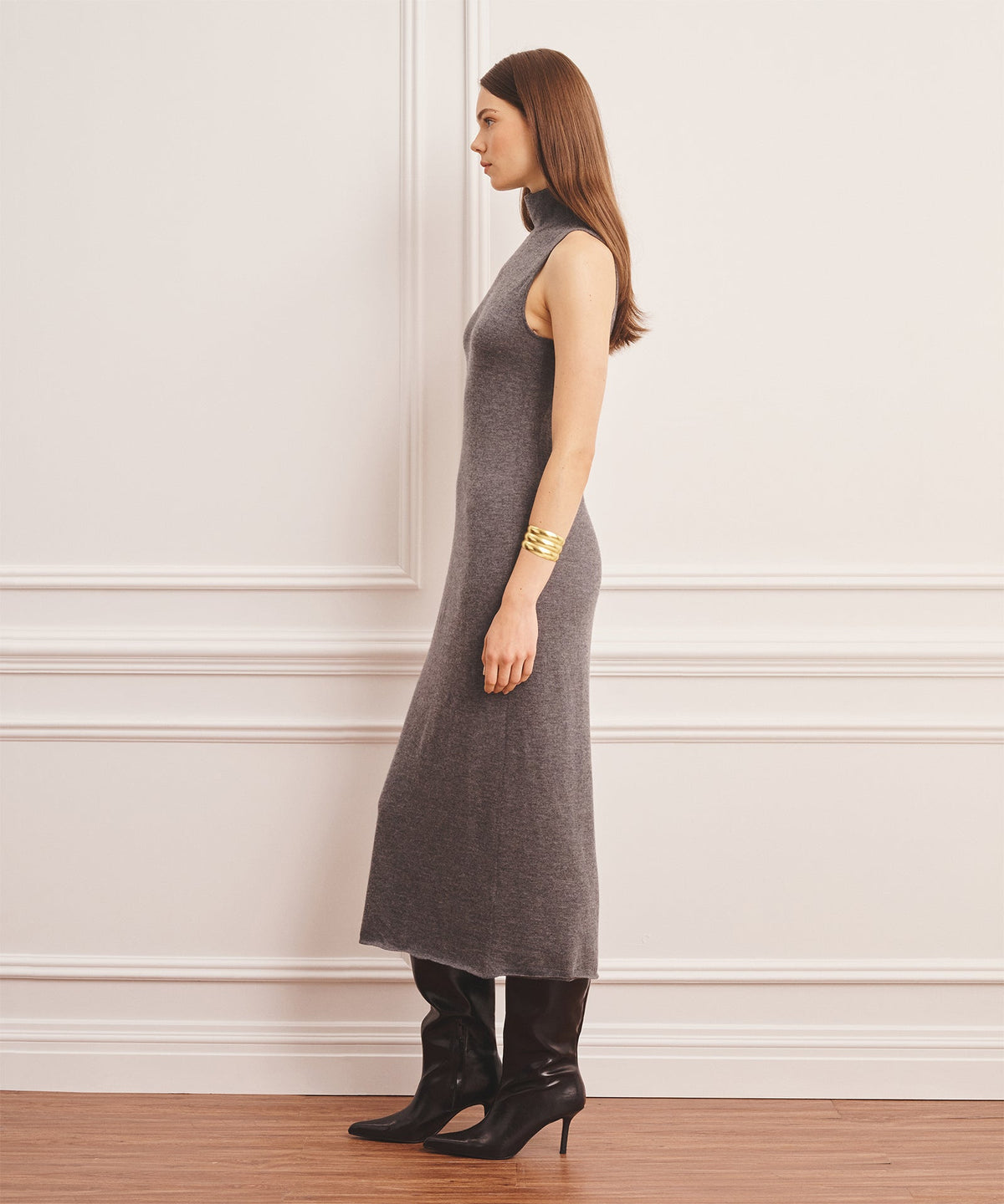 Super Fine Cashmere Sleeveless Turtleneck Dress