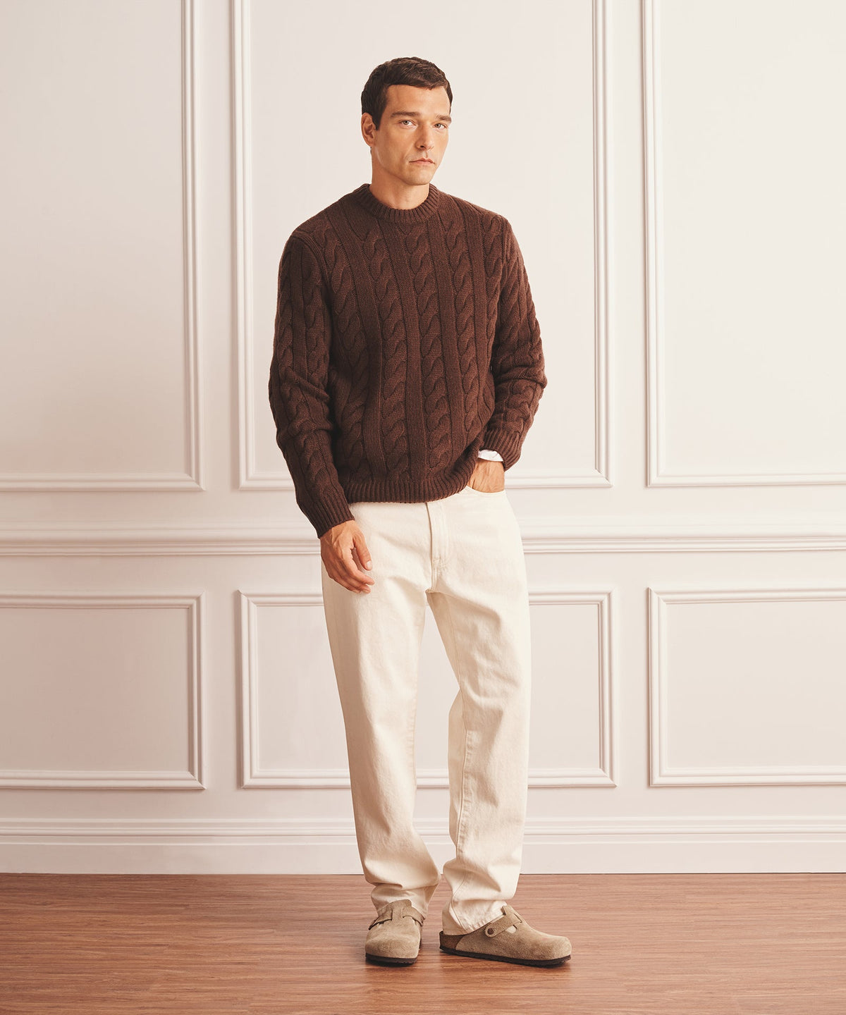 Super Luxe Cashmere Cable Crewneck