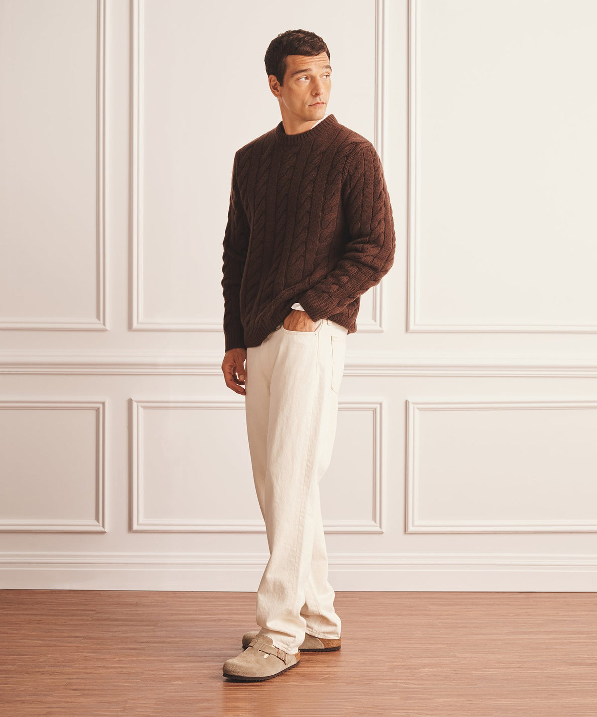 Super Luxe Cashmere Cable Crewneck