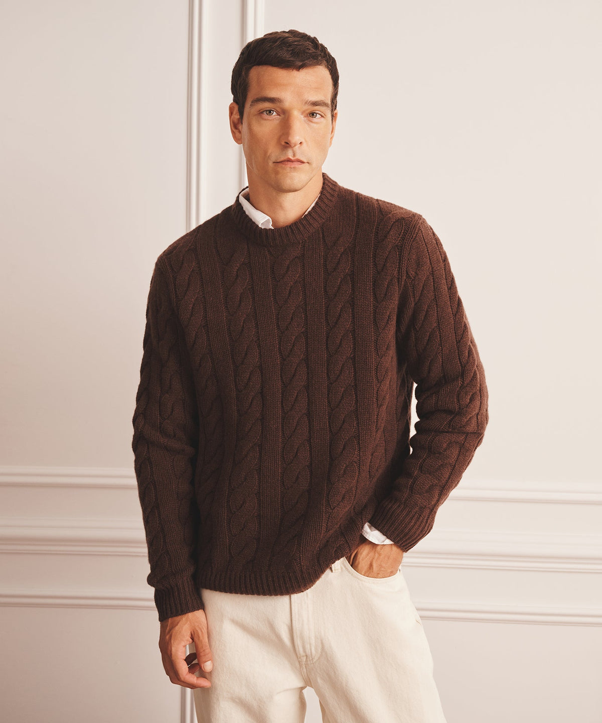 Super Luxe Cashmere Cable Crewneck