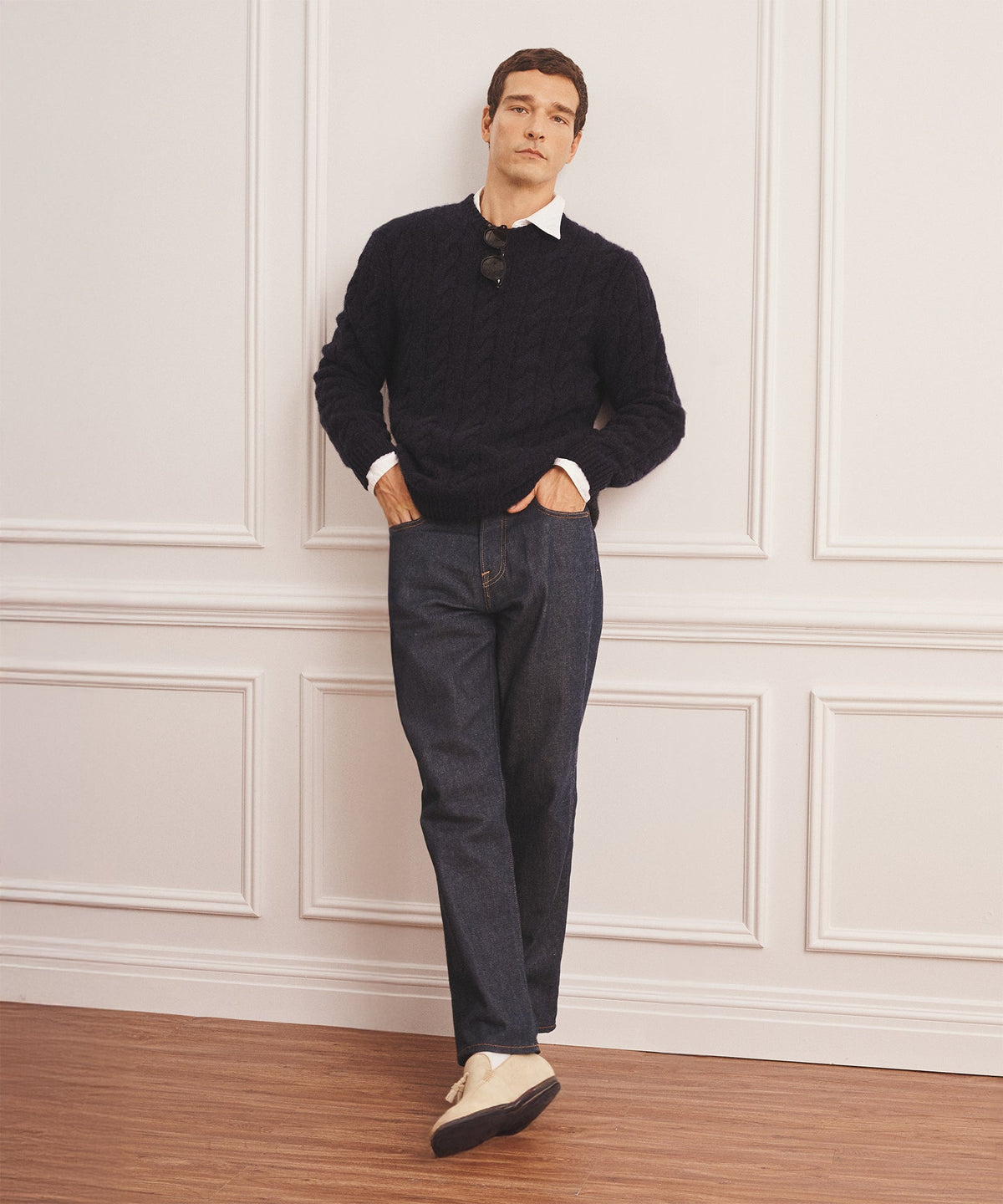 Super Luxe Cashmere Cable Crewneck
