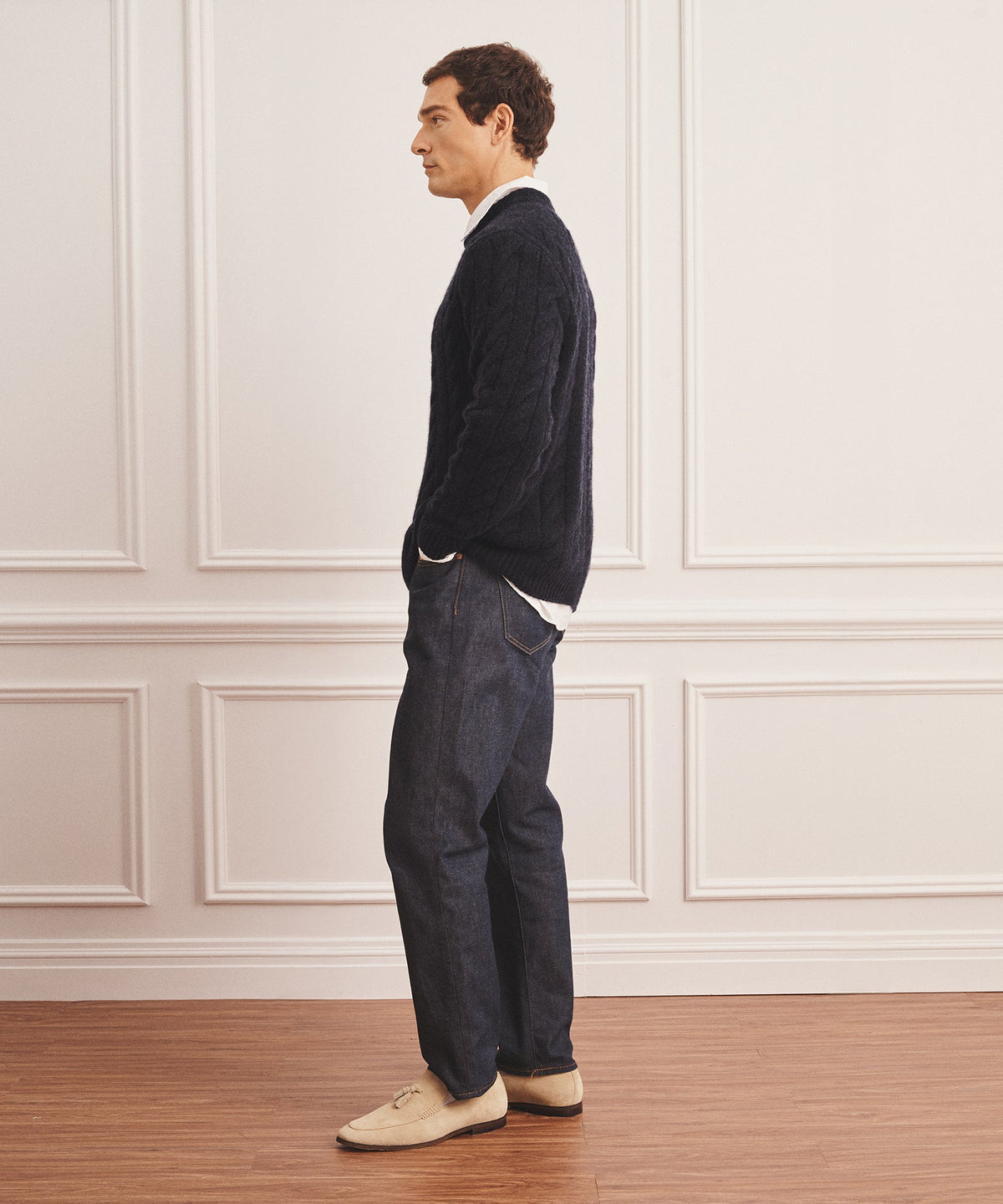 Super Luxe Cashmere Cable Crewneck