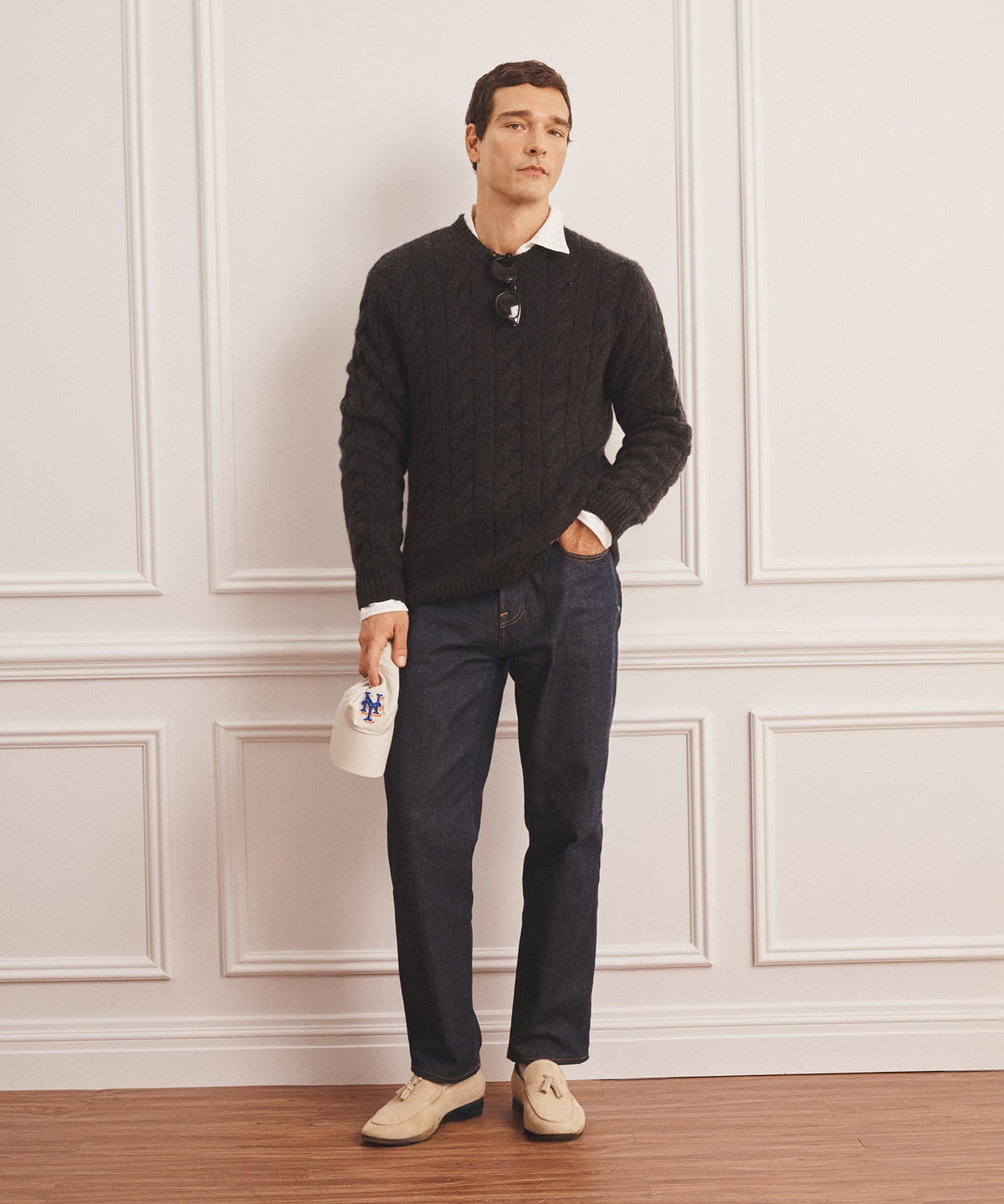Super Luxe Cashmere Cable Crewneck