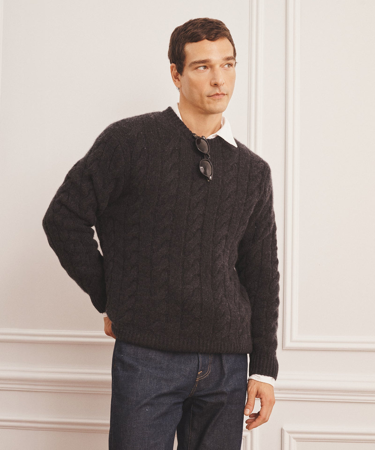 Super Luxe Cashmere Cable Crewneck