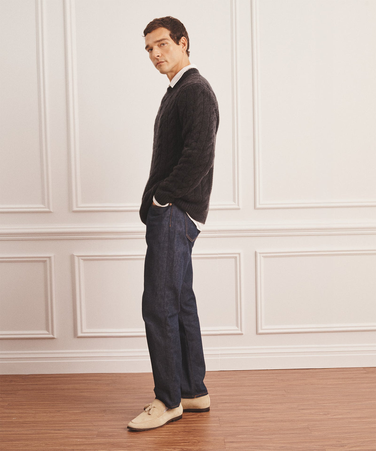 Super Luxe Cashmere Cable Crewneck