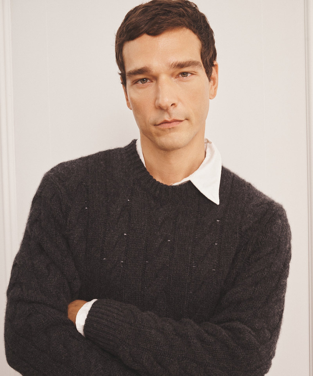 Super Luxe Cashmere Cable Crewneck