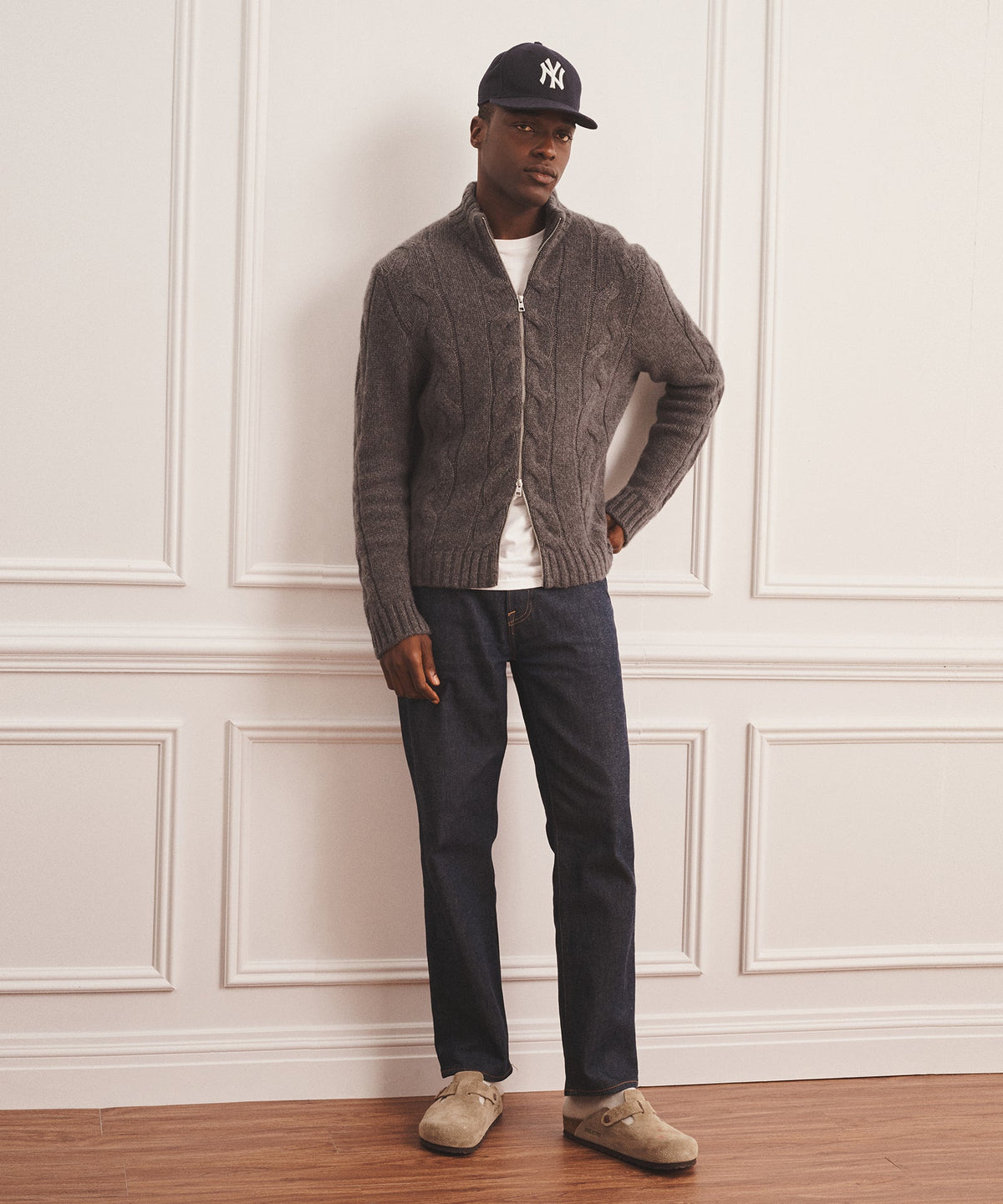 Super Luxe Cashmere Cable Full Zip Sweater