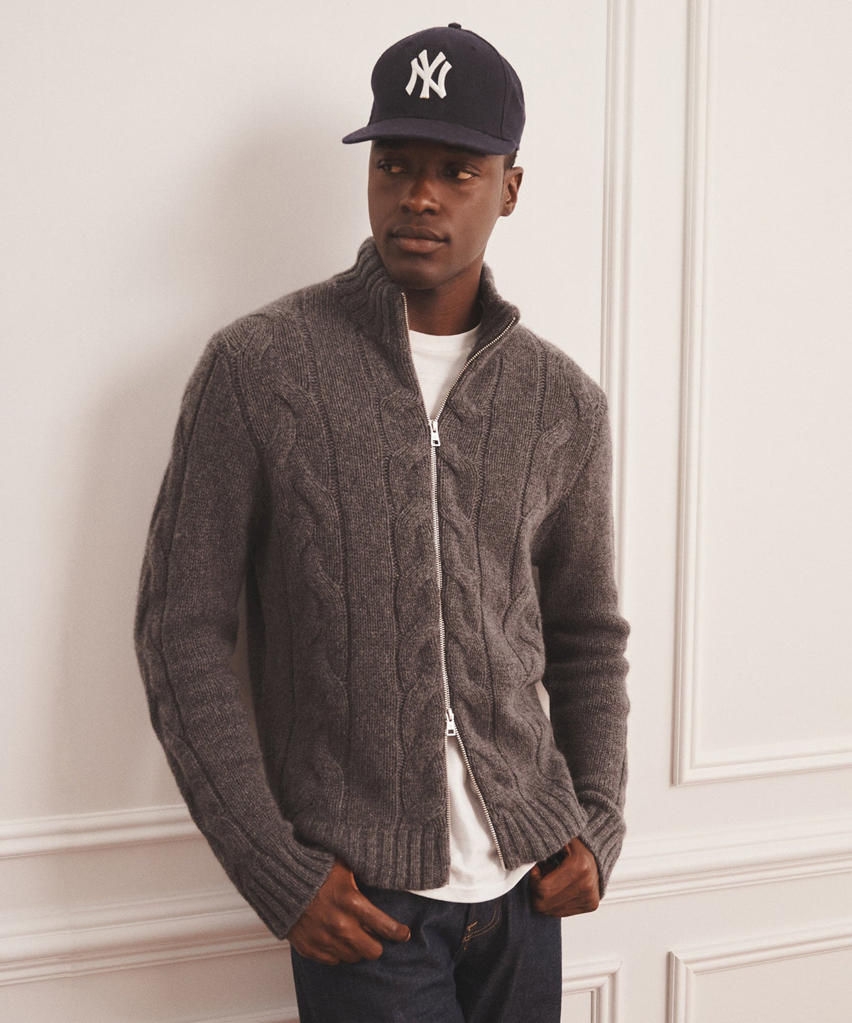 Super Luxe Cashmere Cable Full Zip Sweater