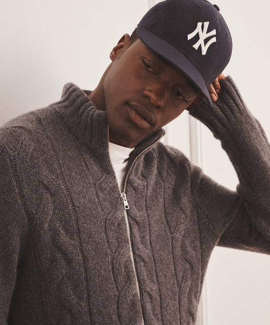 Super Luxe Cashmere Cable Full Zip Sweater