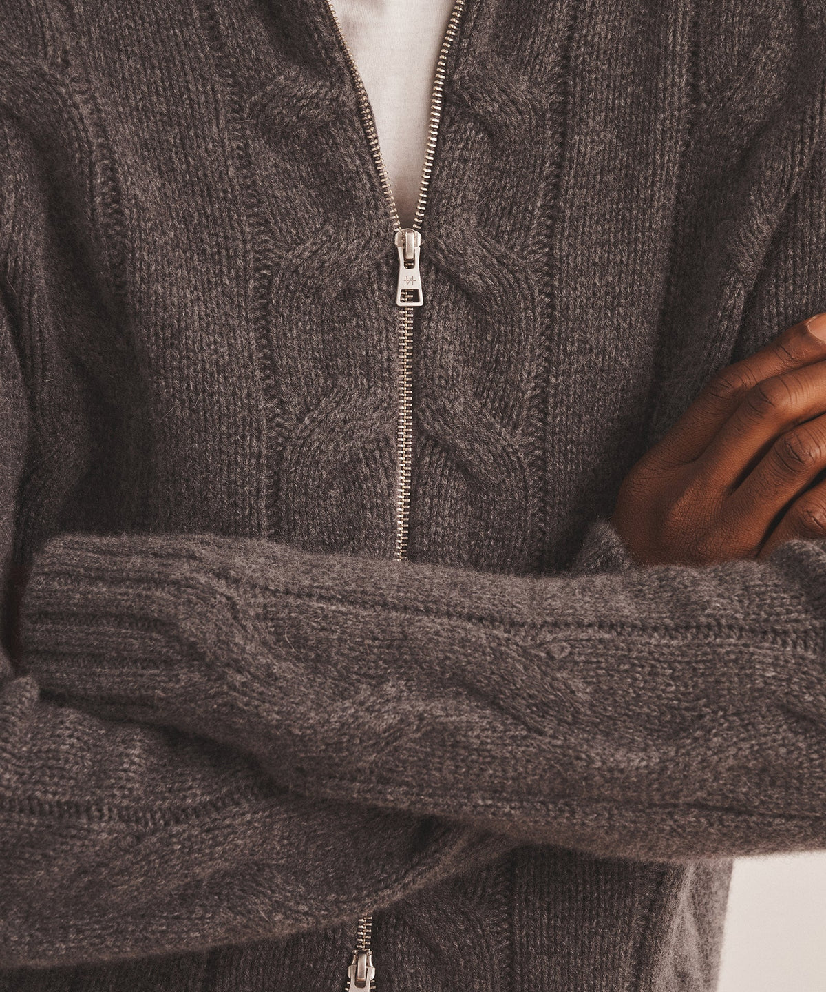 Super Luxe Cashmere Cable Full Zip Sweater
