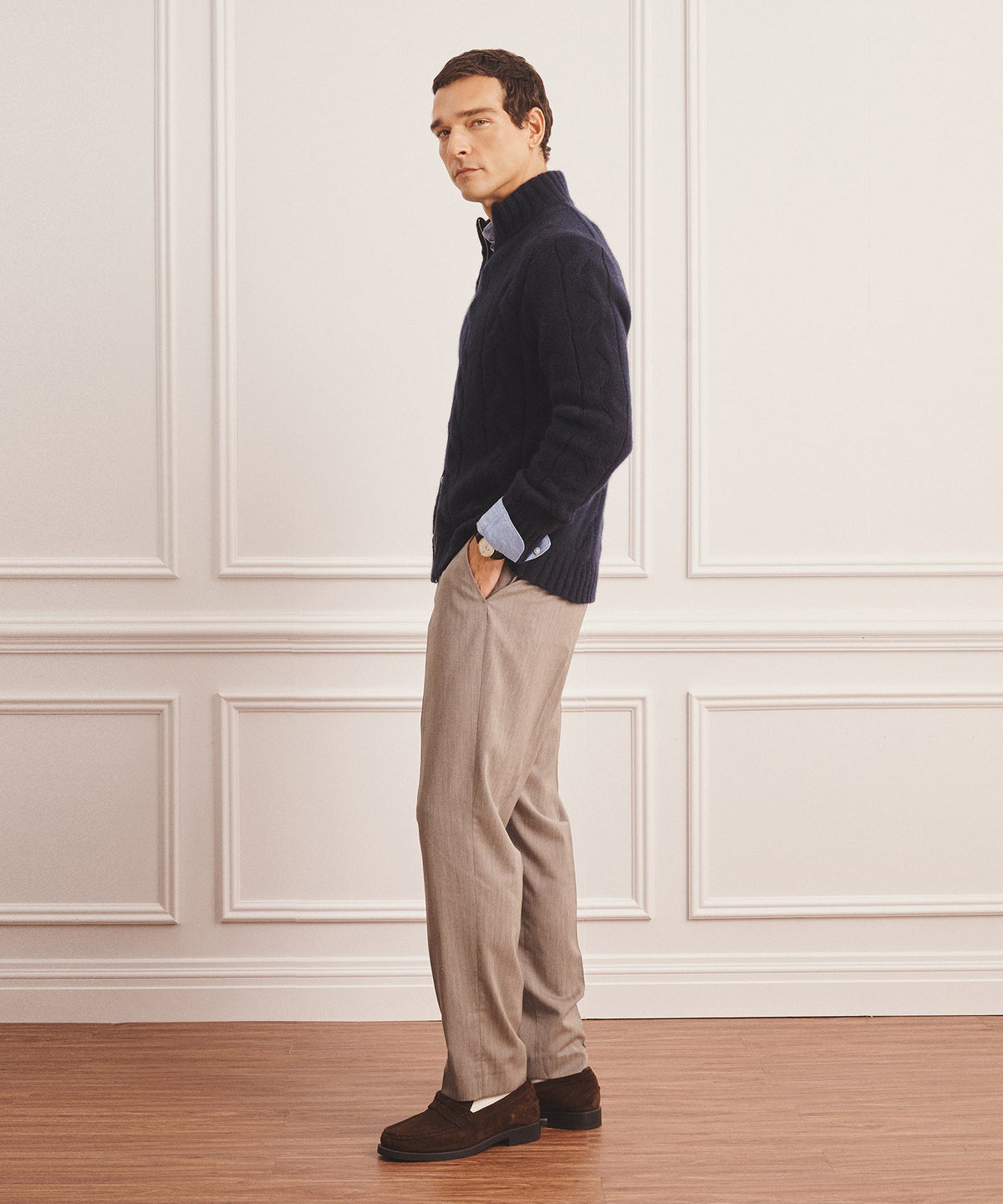 Super Luxe Cashmere Cable Full Zip Sweater