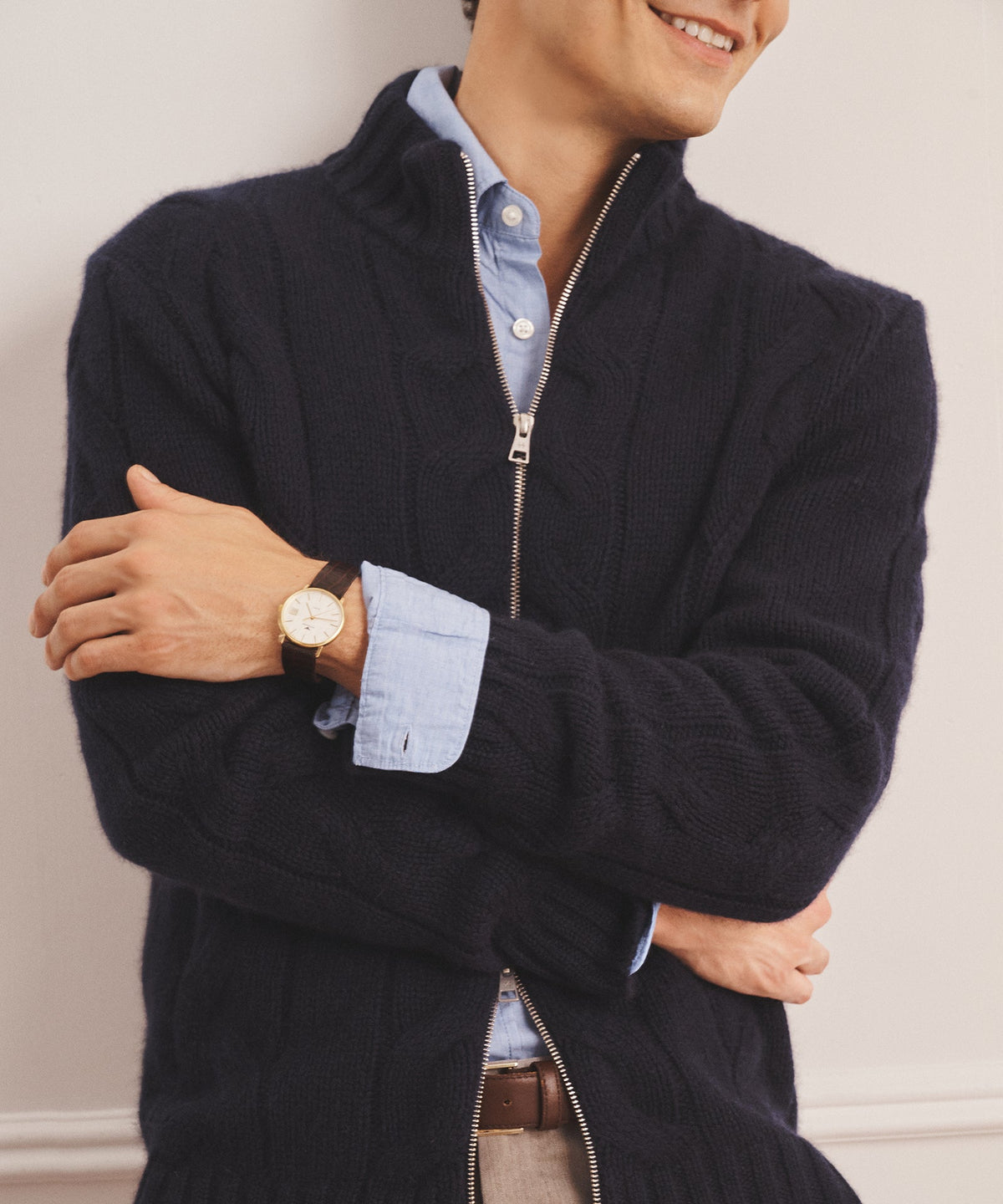 Super Luxe Cashmere Cable Full Zip Sweater