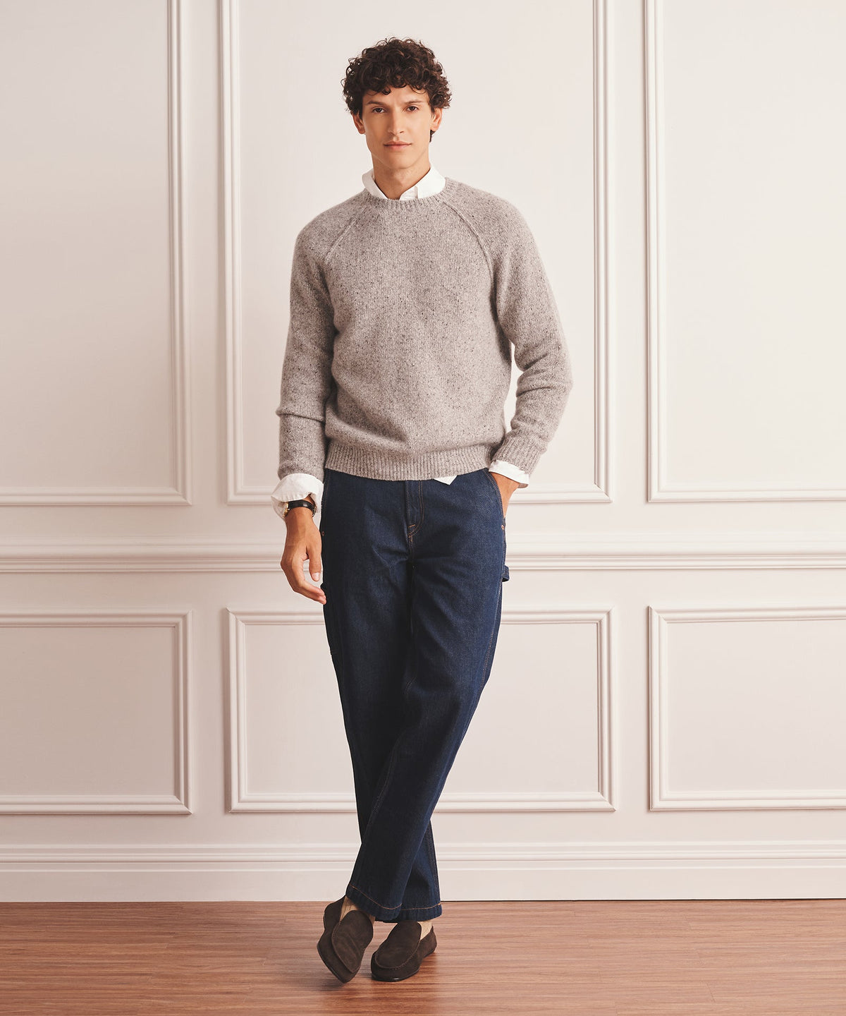 Super Luxe Cashmere Donegal Crewneck Sweater