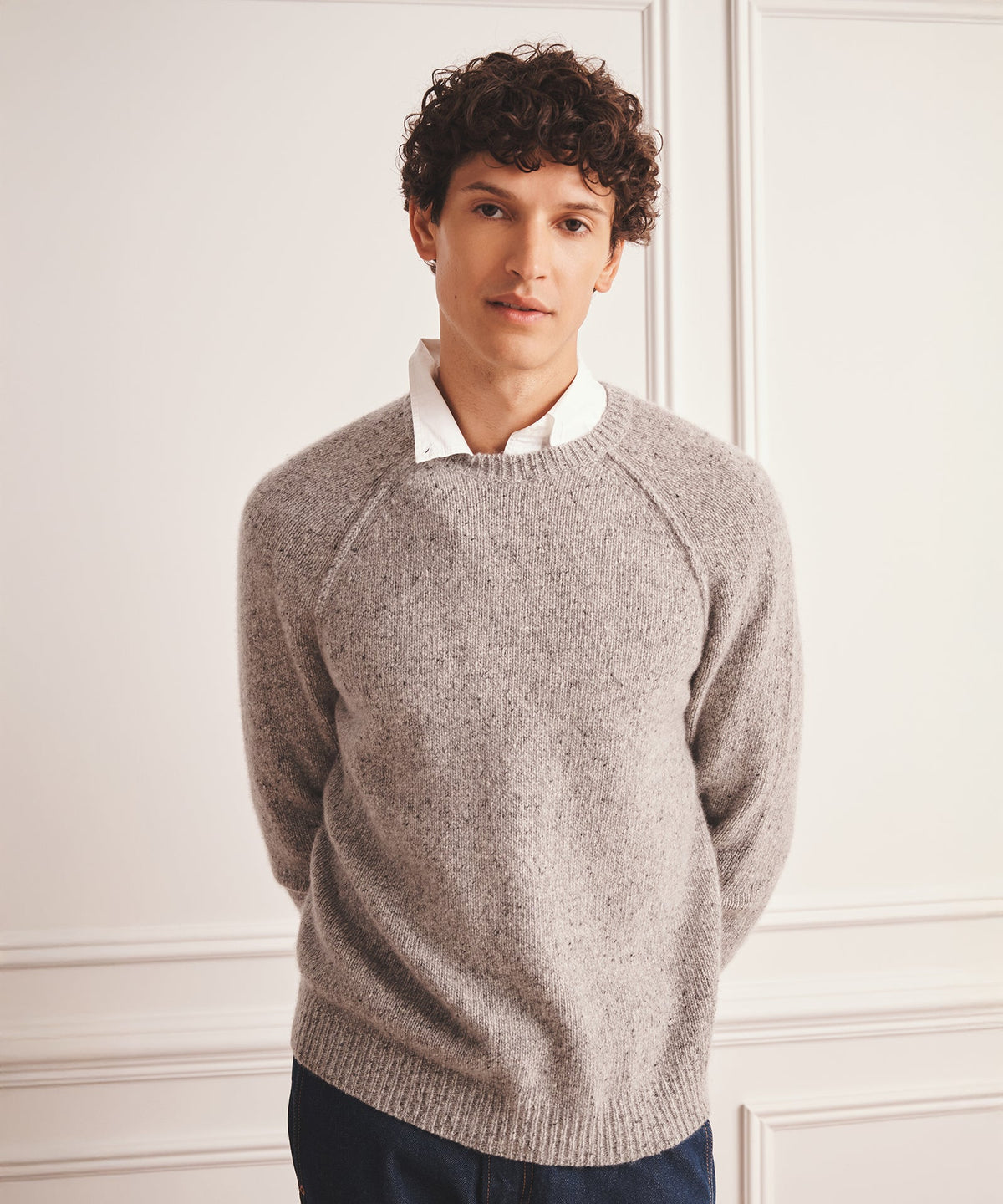 Super Luxe Cashmere Donegal Crewneck Sweater