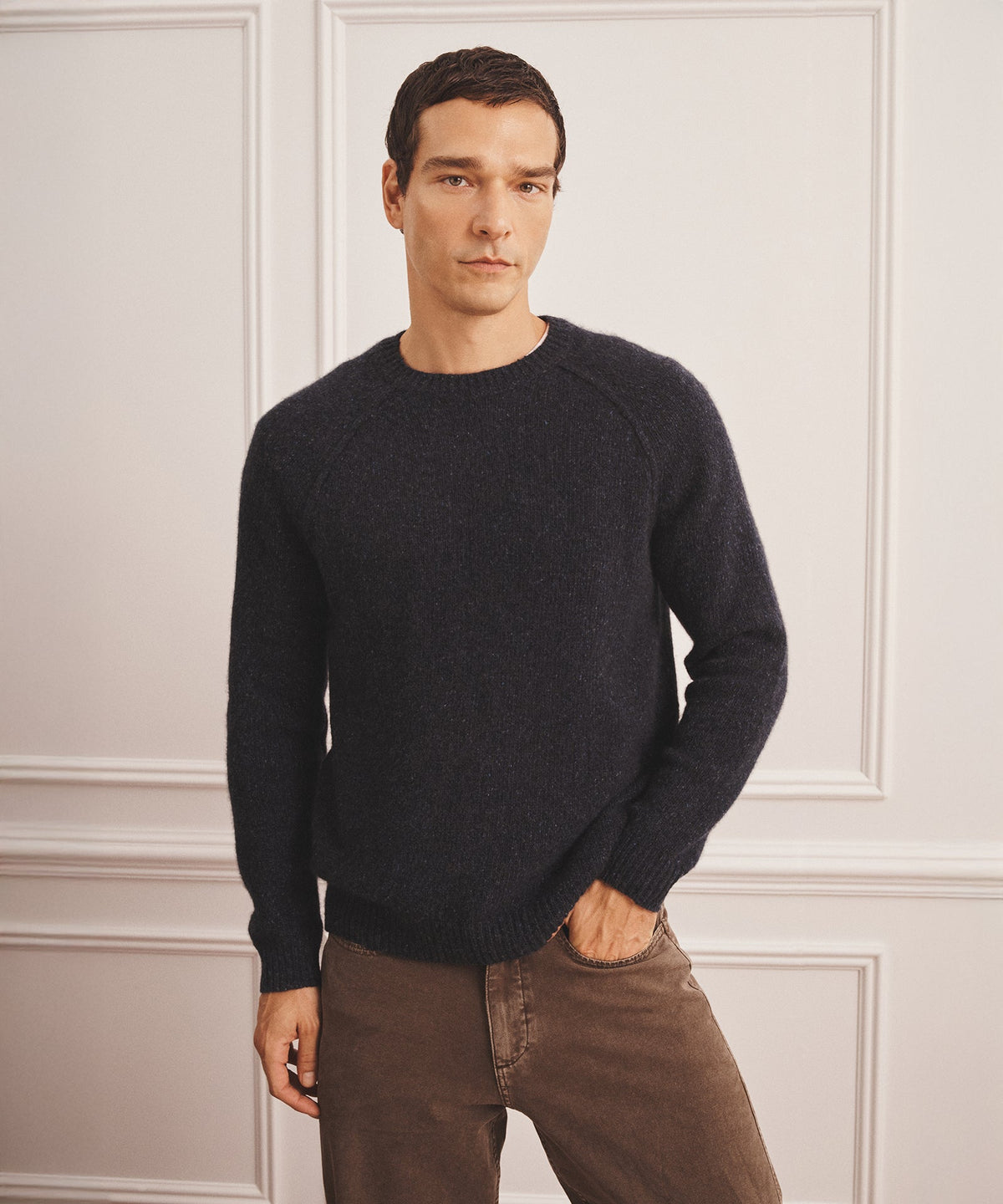 Super Luxe Cashmere Donegal Crewneck Sweater