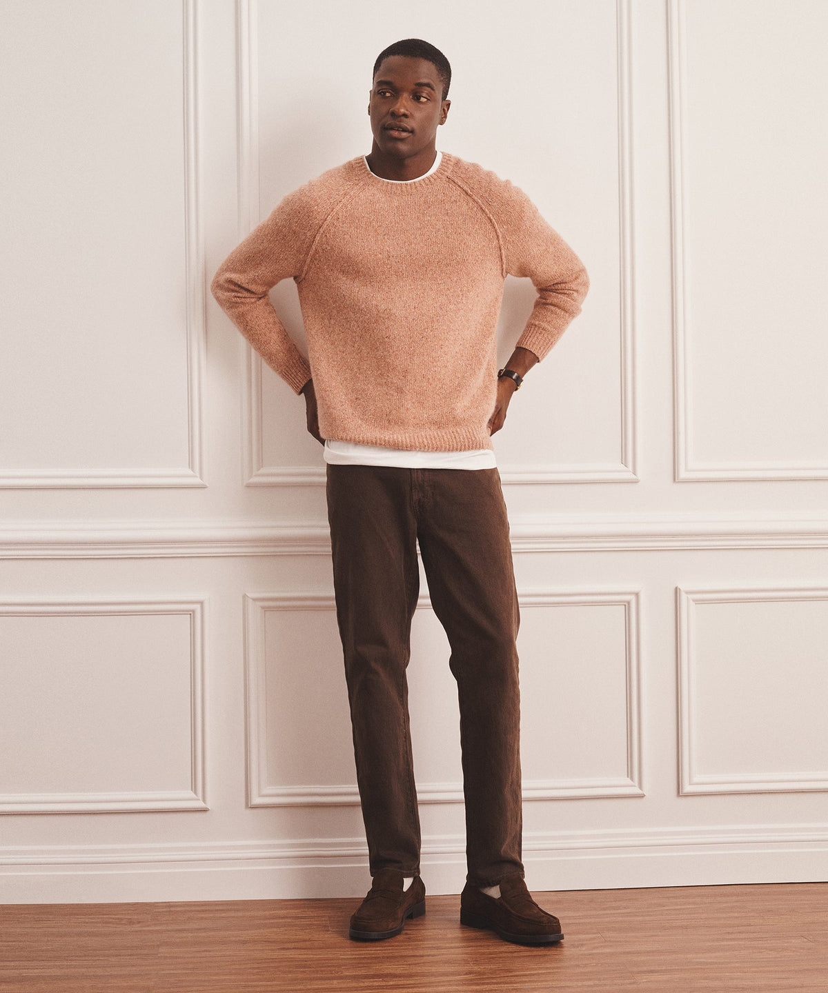 Super Luxe Cashmere Donegal Crewneck Sweater