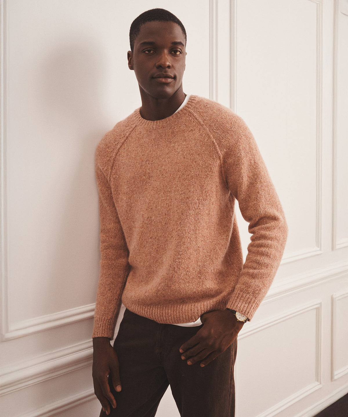 Super Luxe Cashmere Donegal Crewneck Sweater