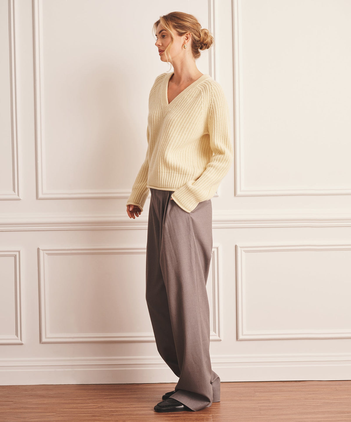 Luxe Cashmere Fisherman V-Neck Sweater
