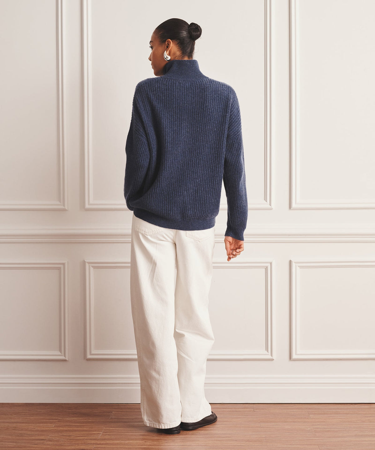 Luxe Cashmere High Neck Henley Sweater