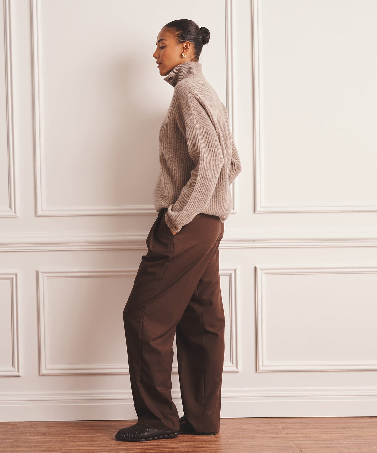 Luxe Cashmere High Neck Henley Sweater