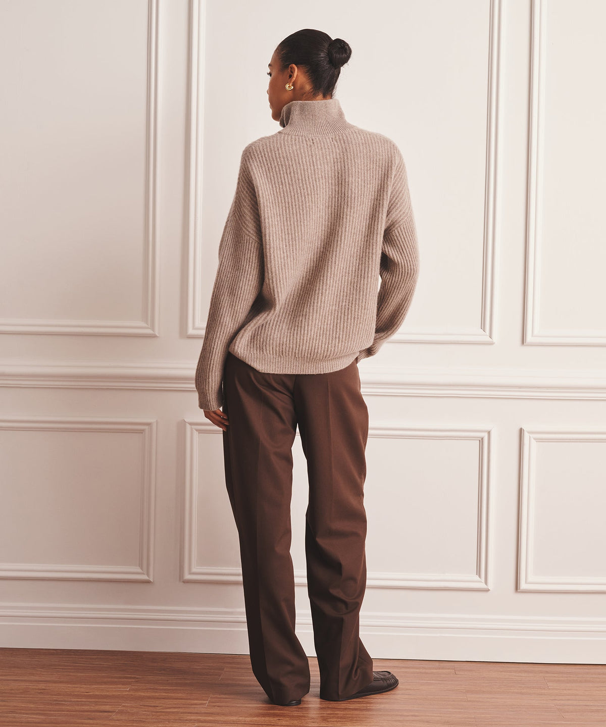 Luxe Cashmere High Neck Henley Sweater
