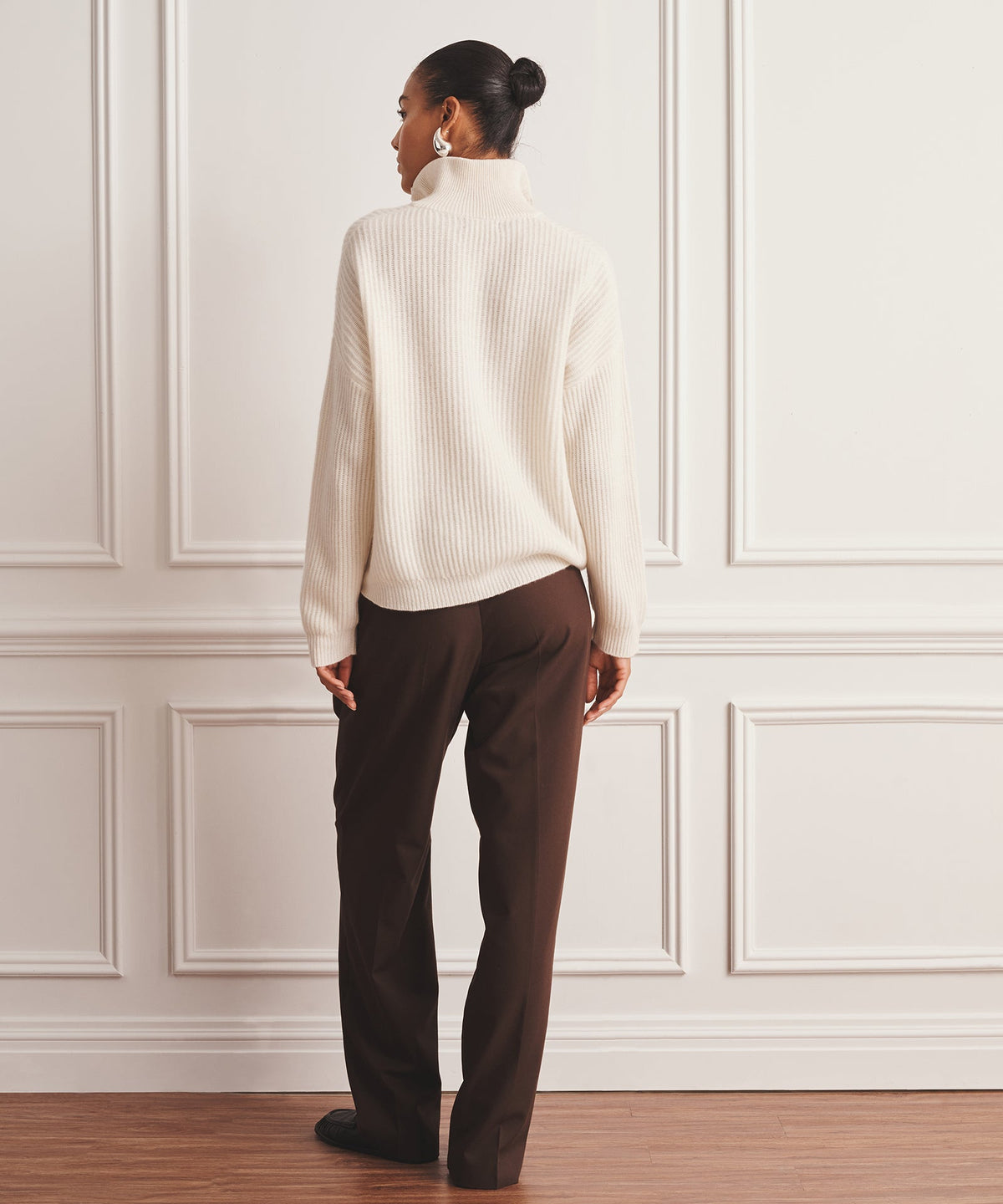 Luxe Cashmere High Neck Henley Sweater