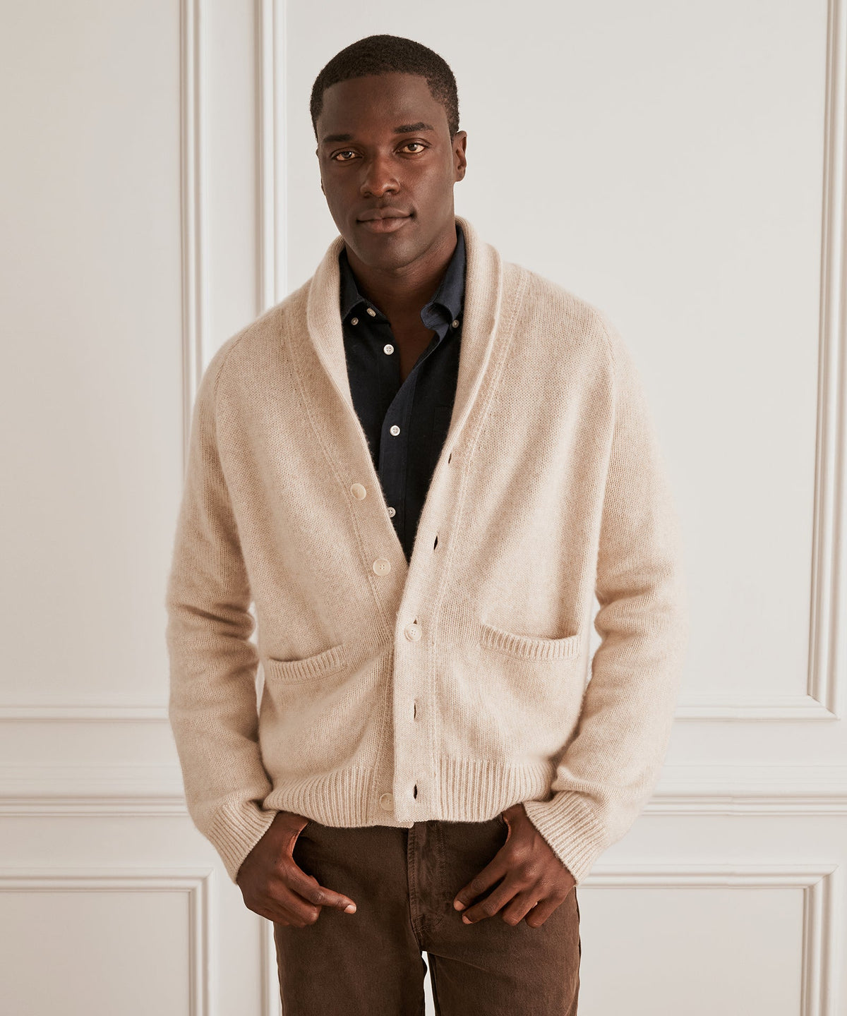 Super Luxe Cashmere Shawl Collared Cardigan