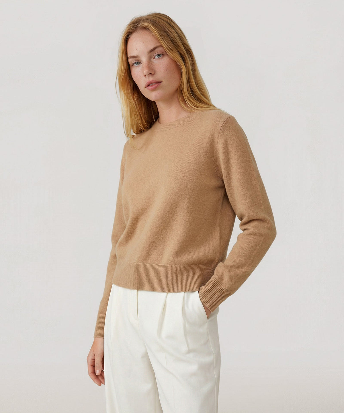 Cashmere Long Sleeve Cropped Pullover