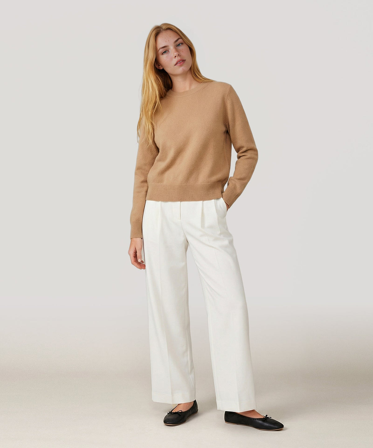 Cashmere Long Sleeve Cropped Pullover