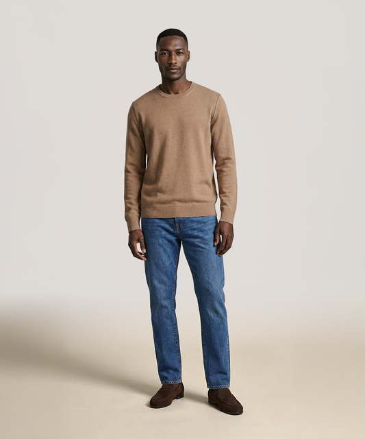 Cashmino Crewneck Sweater with Contrast Trim