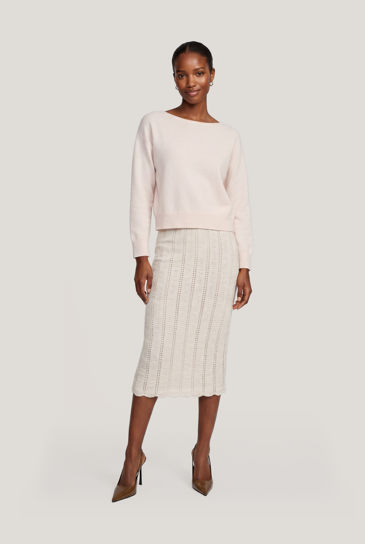 Cotton Silk Pointelle Skirt