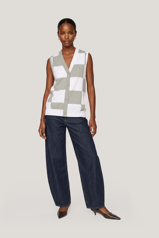 Cotton Cashmere Sleeveless Cardigan